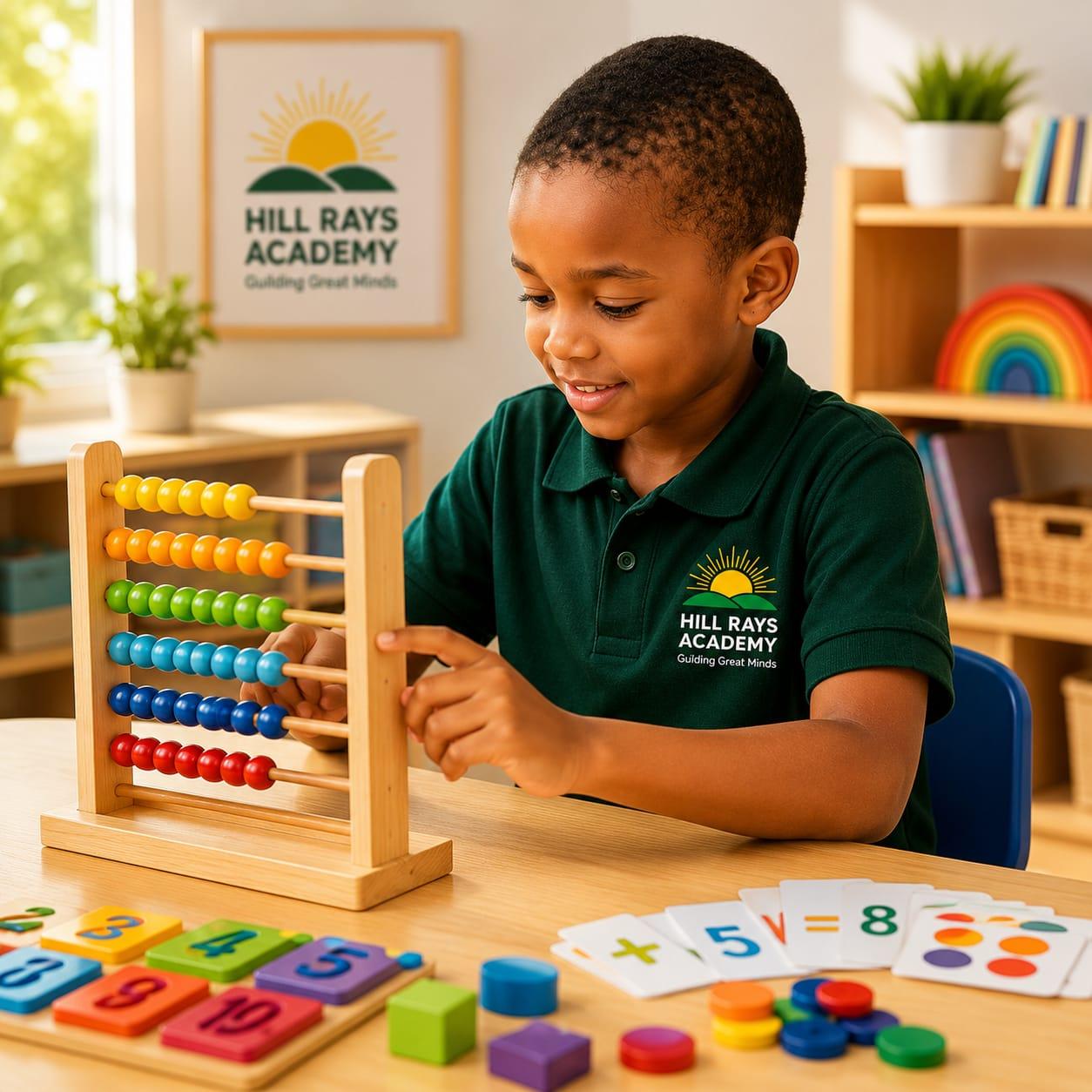 A young learner focused on a hands-on building activity