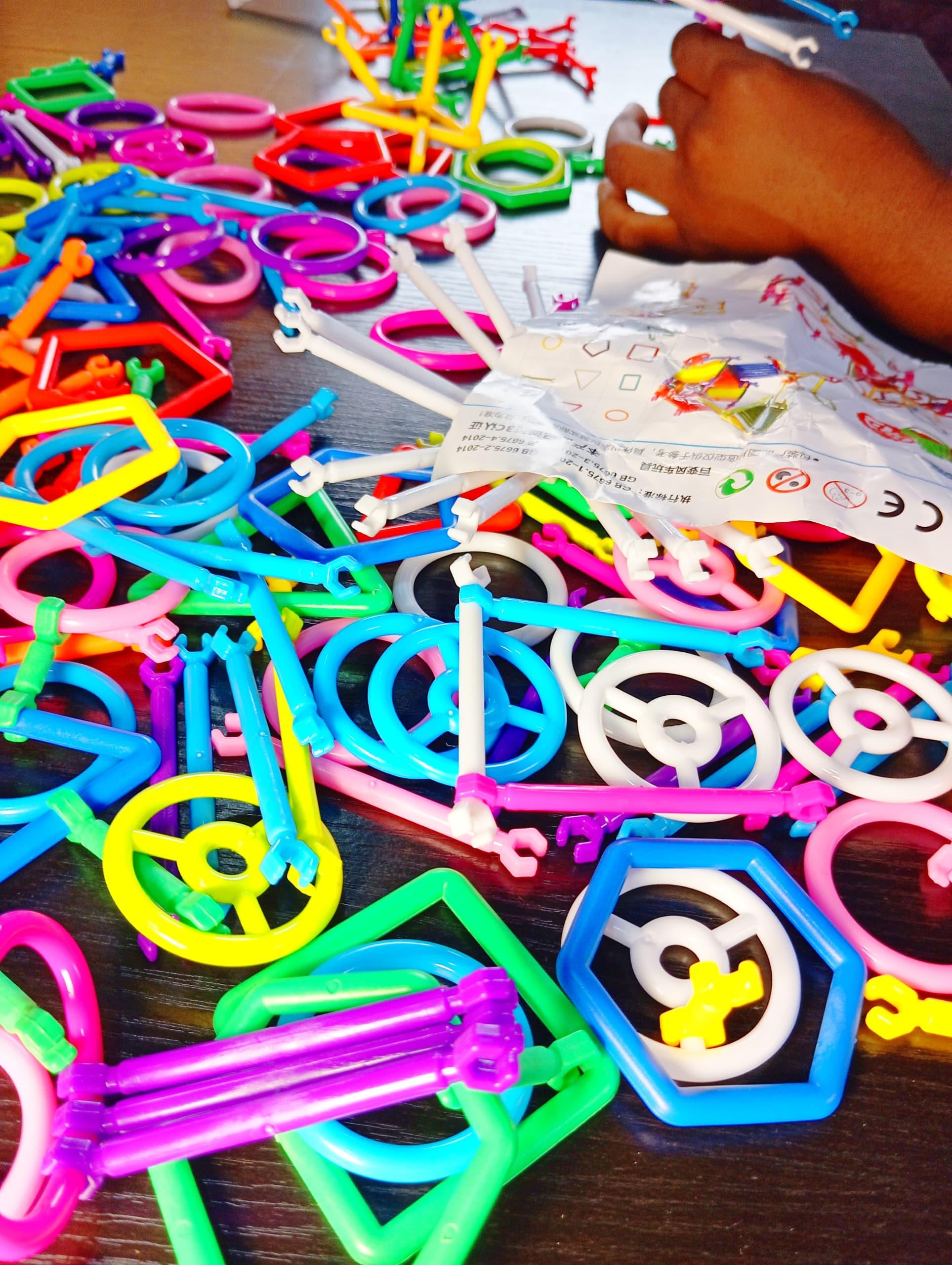 Colourful hands-on learning materials laid out for a lesson